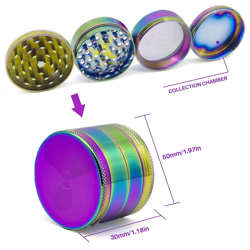 4 Layers Zinc Alloy Pollen Rainbow Grinders Spice Grinder Colorful Metal Crusher