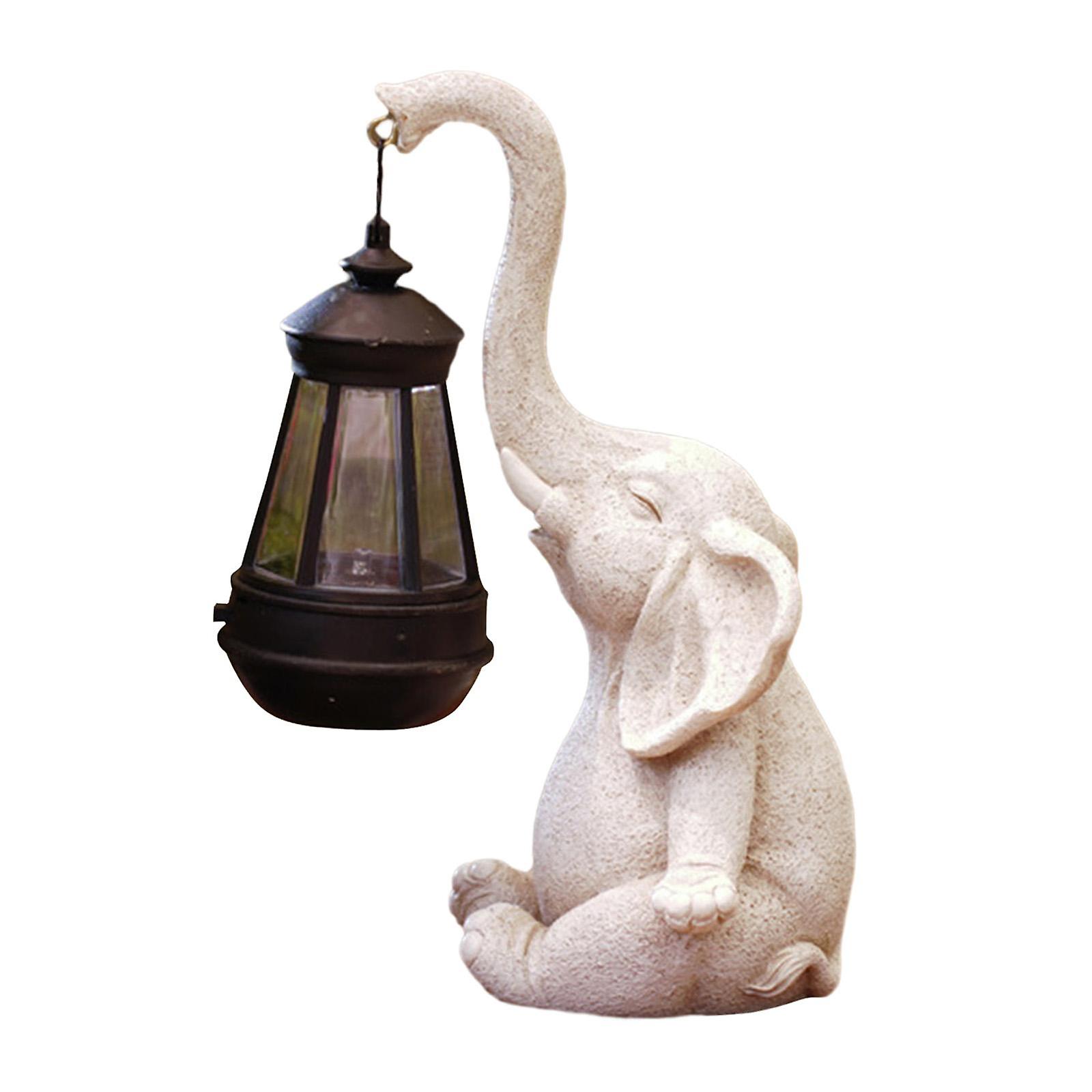 Large Garden Statue with Solar Lights Landscape Lamp for Yard Outside Garden Gray