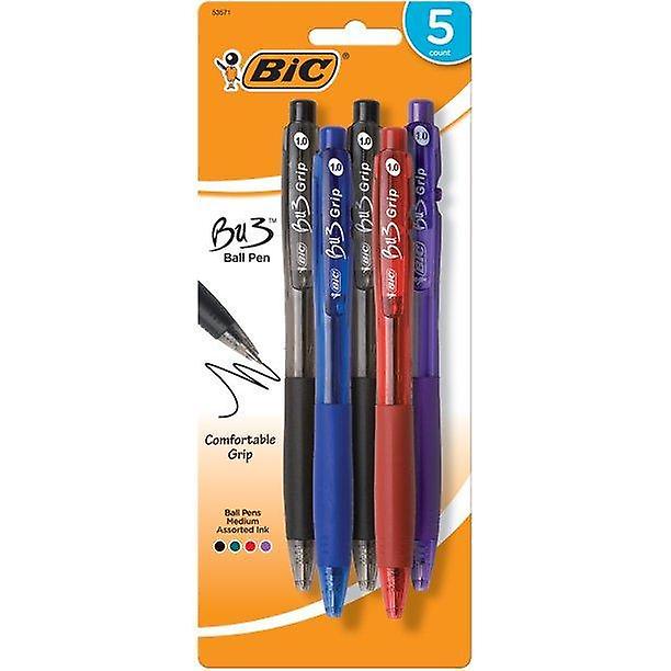 Bic Bu3 Grip Retractable Ball-point Pen, Assorted Colors, Count