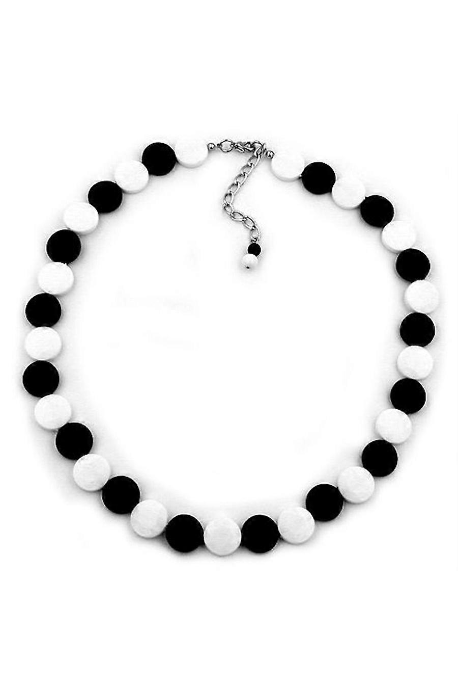 Necklace Round Disks 13mm Black/ White - Gl02032