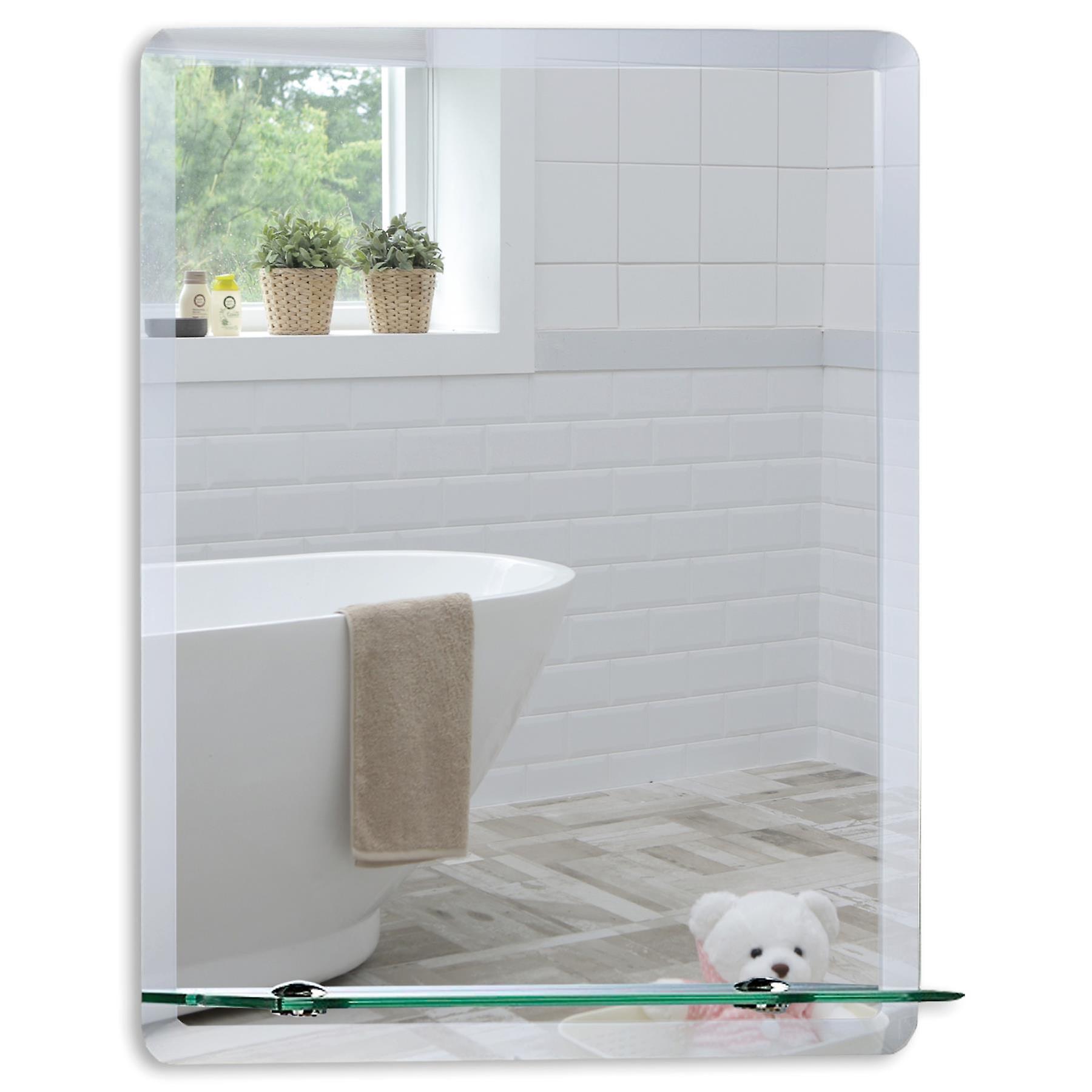 Rectangular Wall Mirror 50 x 40cm Shelf & Demister