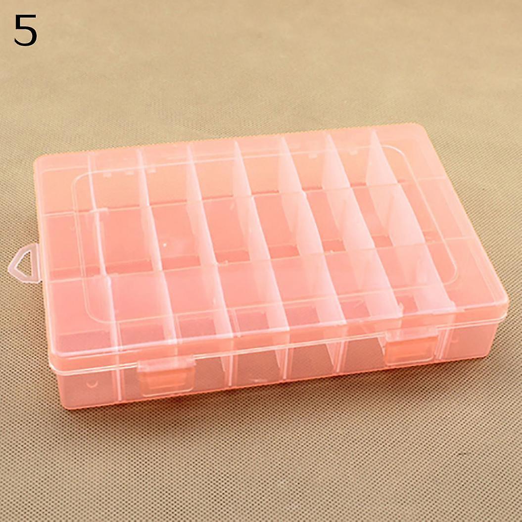 24 Compartments Plastic Box Case Jewelry Bead Storage Container Craft Organizer