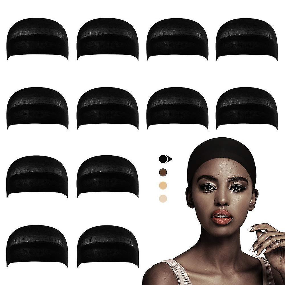 svart parykk cap for frontal, 12 pakke