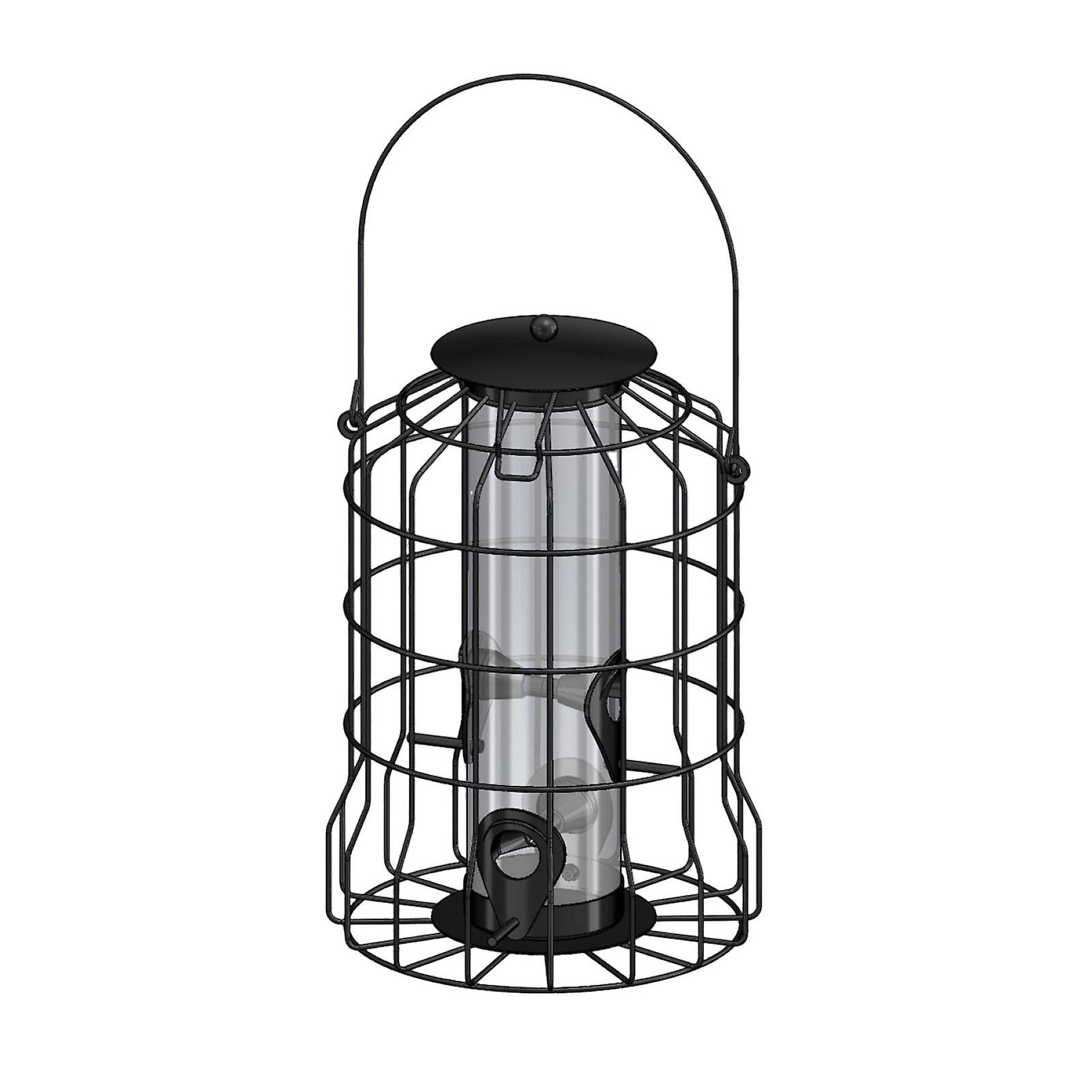 Hanging Caged Bird Feeder Squirrel Proof Chew Proof Rust Proof 4-Port Wild Bird Feeders Weather Resistant Feeder Cage for Garden Backyard