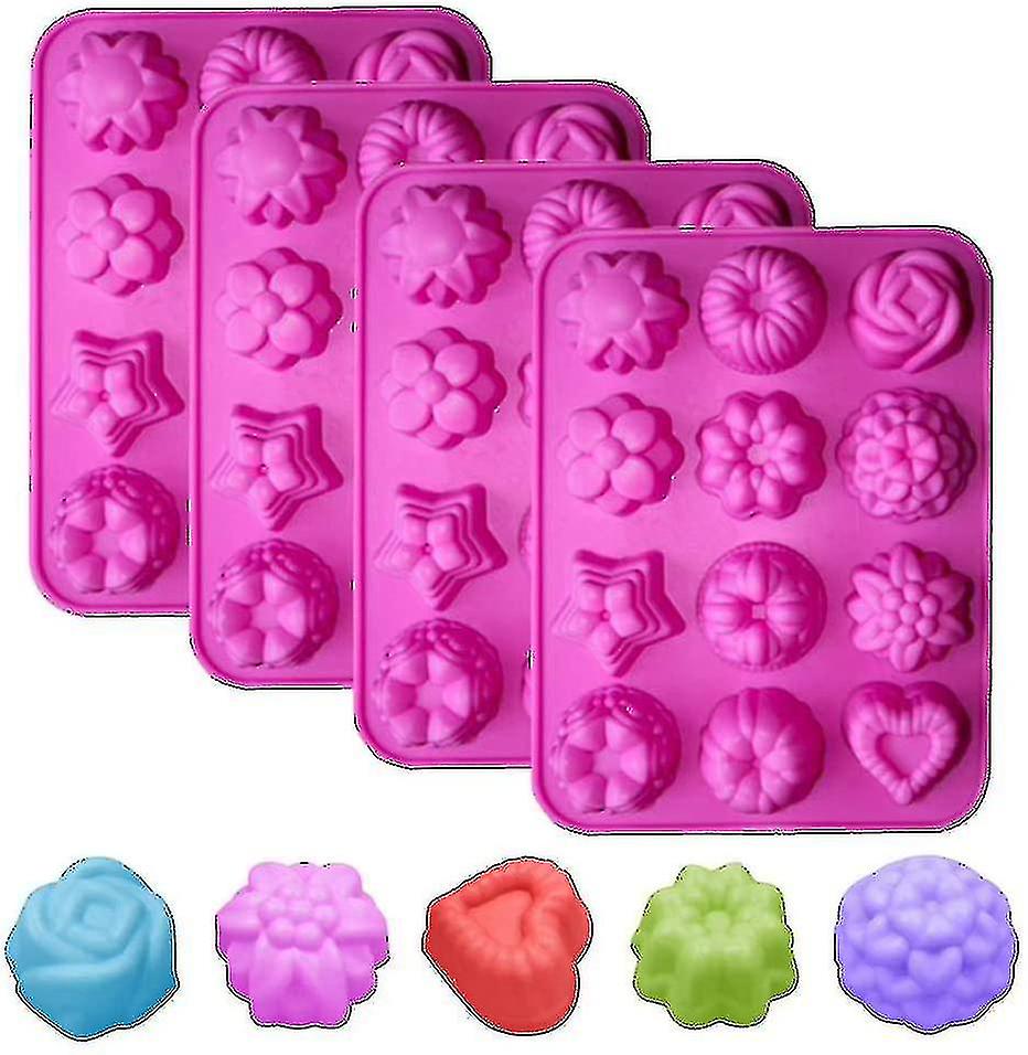4pcs 12 Mulden Silikon Blume Seife Form Form Ku Brot Form Silikon Puddingform Blumen Kuformen Schokolade C Backform