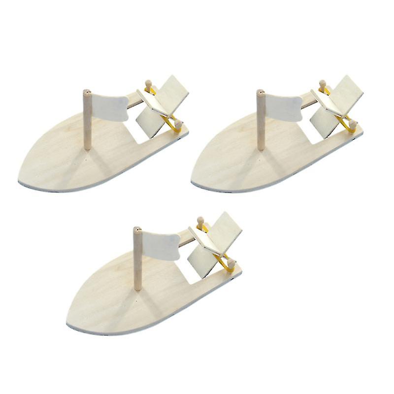 3pcs Wooden Boat For Diy Craft