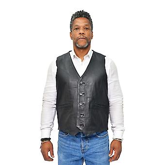 Mens Leather Waistcoat Formal Traditional Gilet Vest