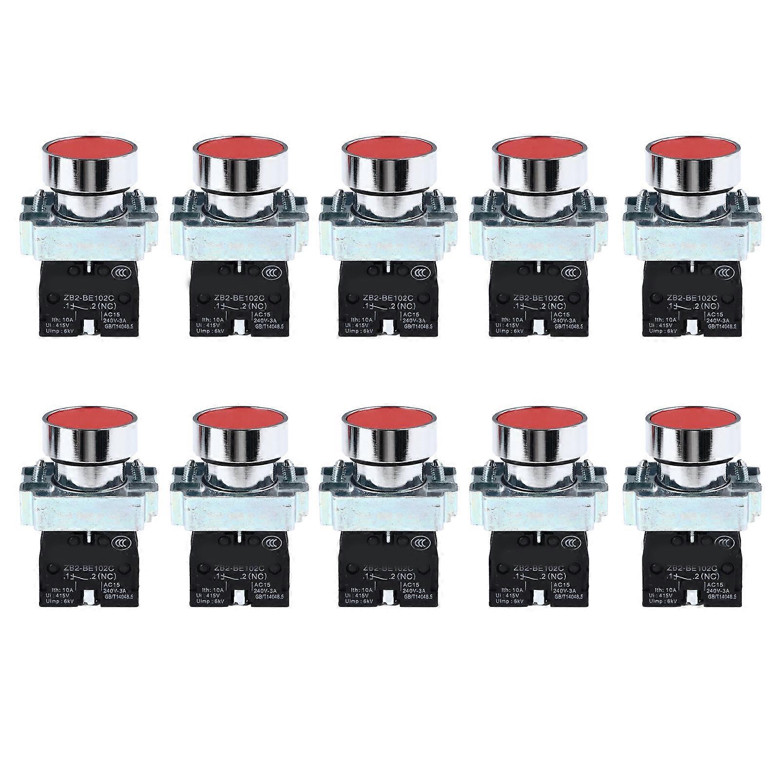 10 Pcs Push Button Switch 22mm M3.5 Screw Self Reset Start Stop Button Switch AC240V