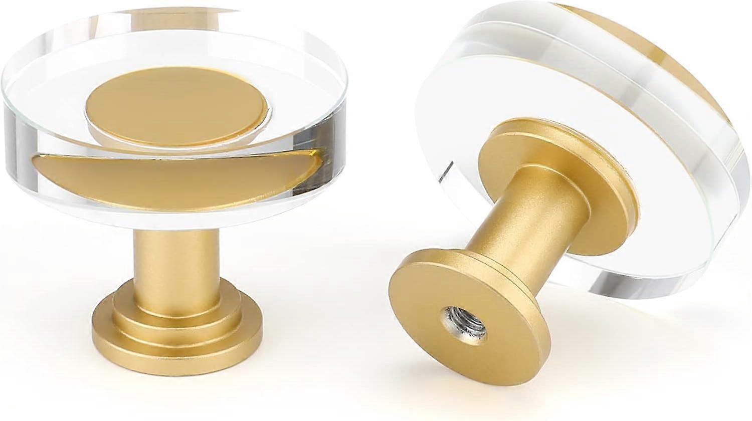 10 Pack Gold Crystal Knobs - Brushed Brass Glass Drawer Knobs for Closet & Bathroom Cabinets