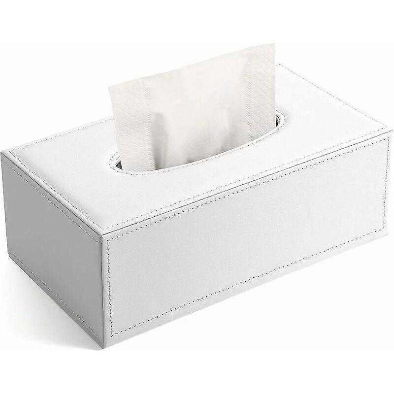 Leather Tissue Box Modern Pure White
