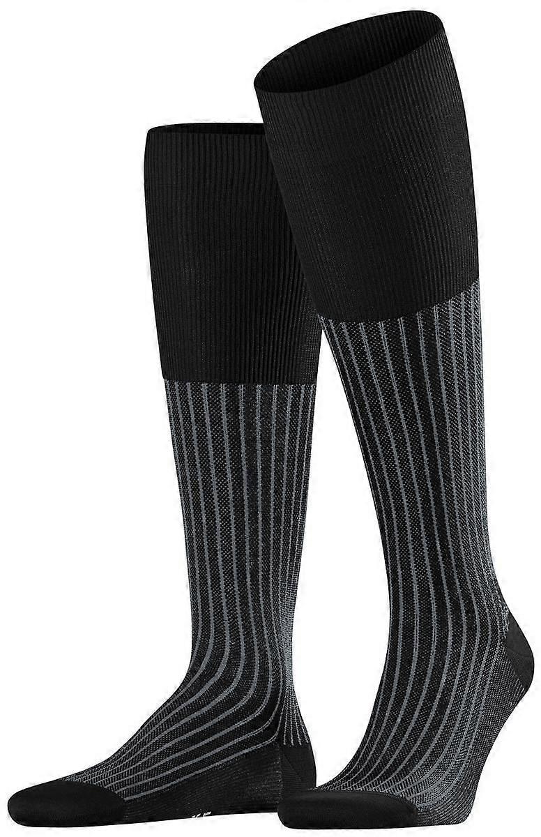 Falke Oxford Stripe Knee High Socks - Black Mix