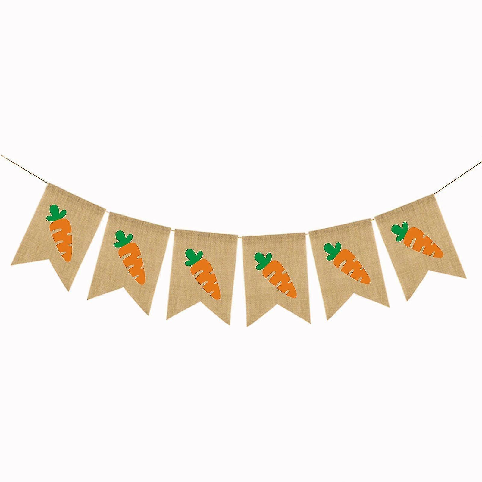 Easter Colorful Bunny Carrot Pattern For Banner 2m Bunting Garland Pull Flag
