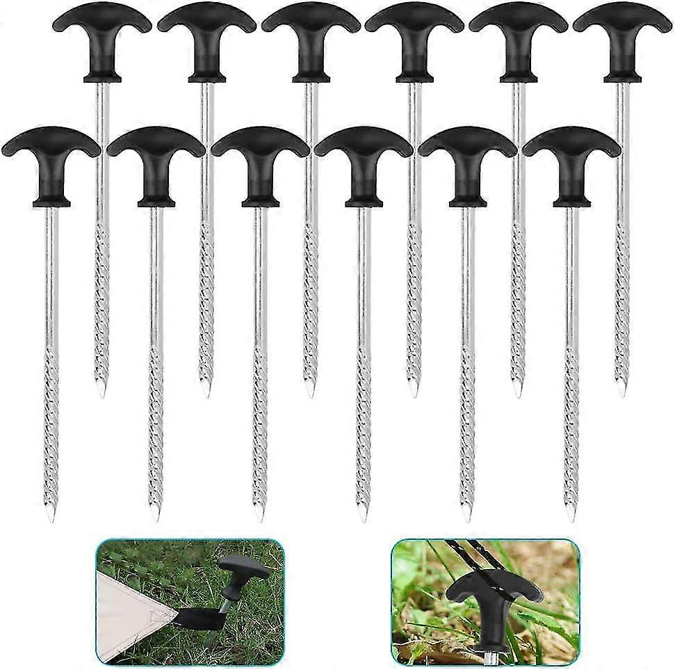 12 יחידות יתדות אוהל מגולוון ללא חלודה יתדות יתד הימור קמפינג גינה חזקה, אביזרי אוהל לקמפינג