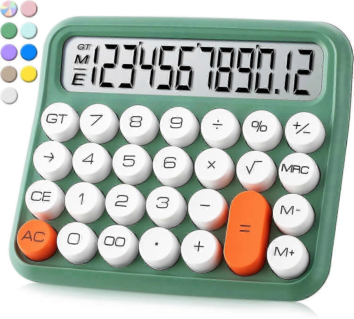 Mechanical Switch Calculator 12 Digit,Desktop Large Display and Buttons,Calculator with Large LCD Display ,Automatic Sleep,without Battery (Green)
