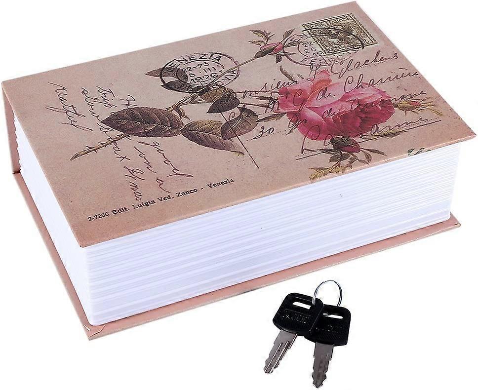 Book Safe Box,Hidden Security Rose Book Storage Case with Key Lock Travel