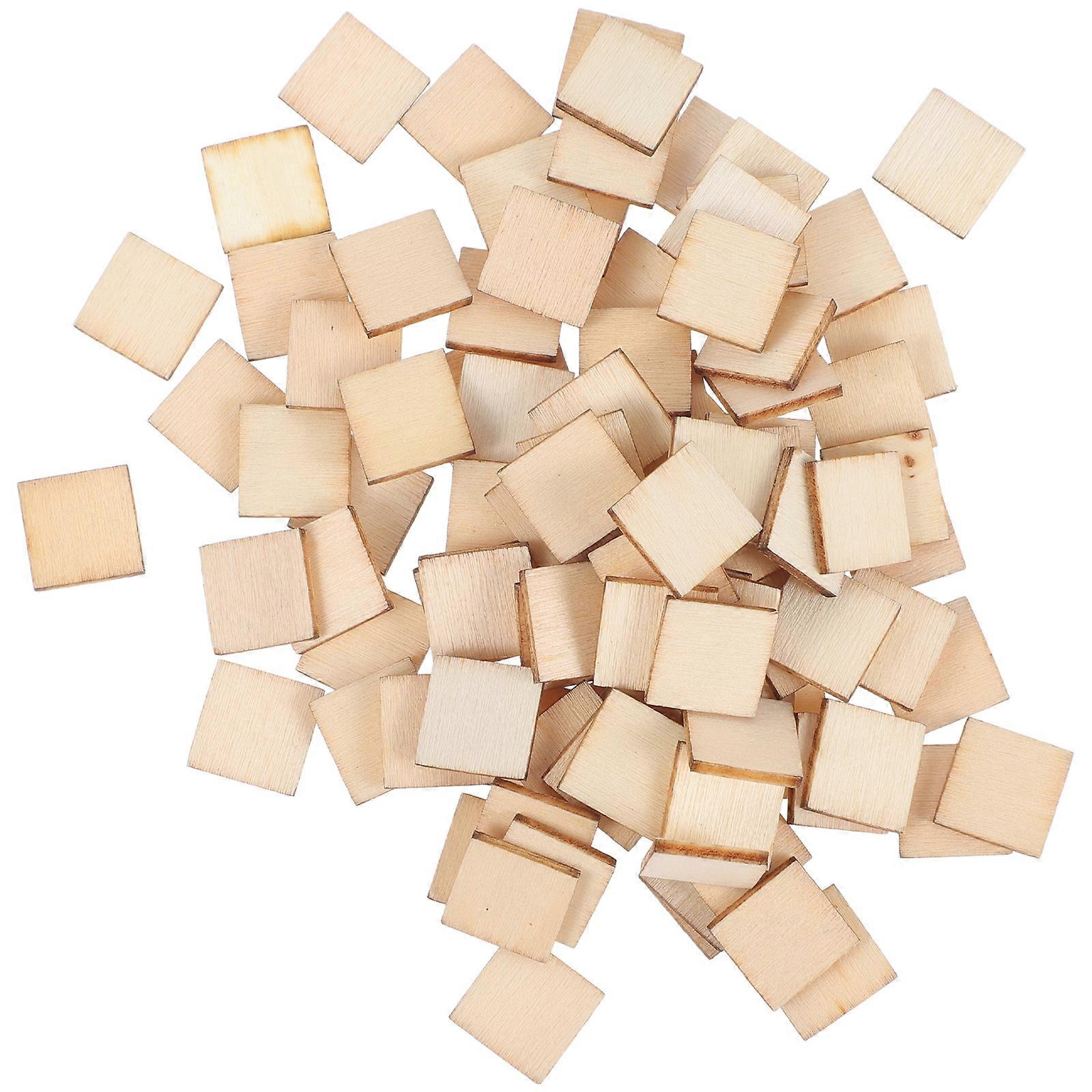 100 Pcs 10mm Square Wood Slices Blank Wood Pieces Unfinished DIY Plaque for Painting Art Crafts