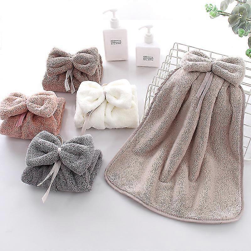 5 Pcs Bow Hand Towels With Hanging Loop (5 Colors)