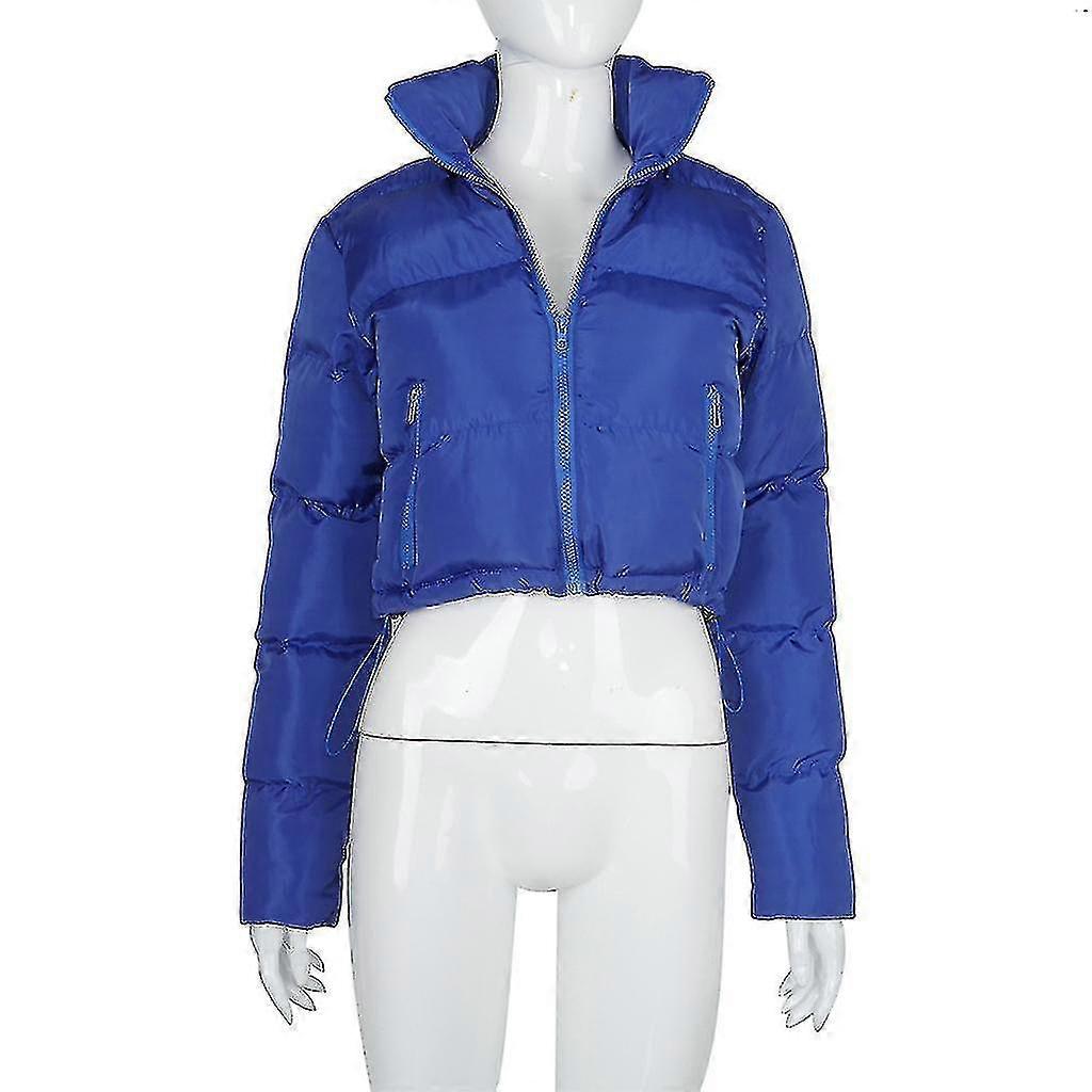 Women Cropped Puffer For Jacket Long Sleeve Zip Up Quilted Parkas Short Bubble Coat