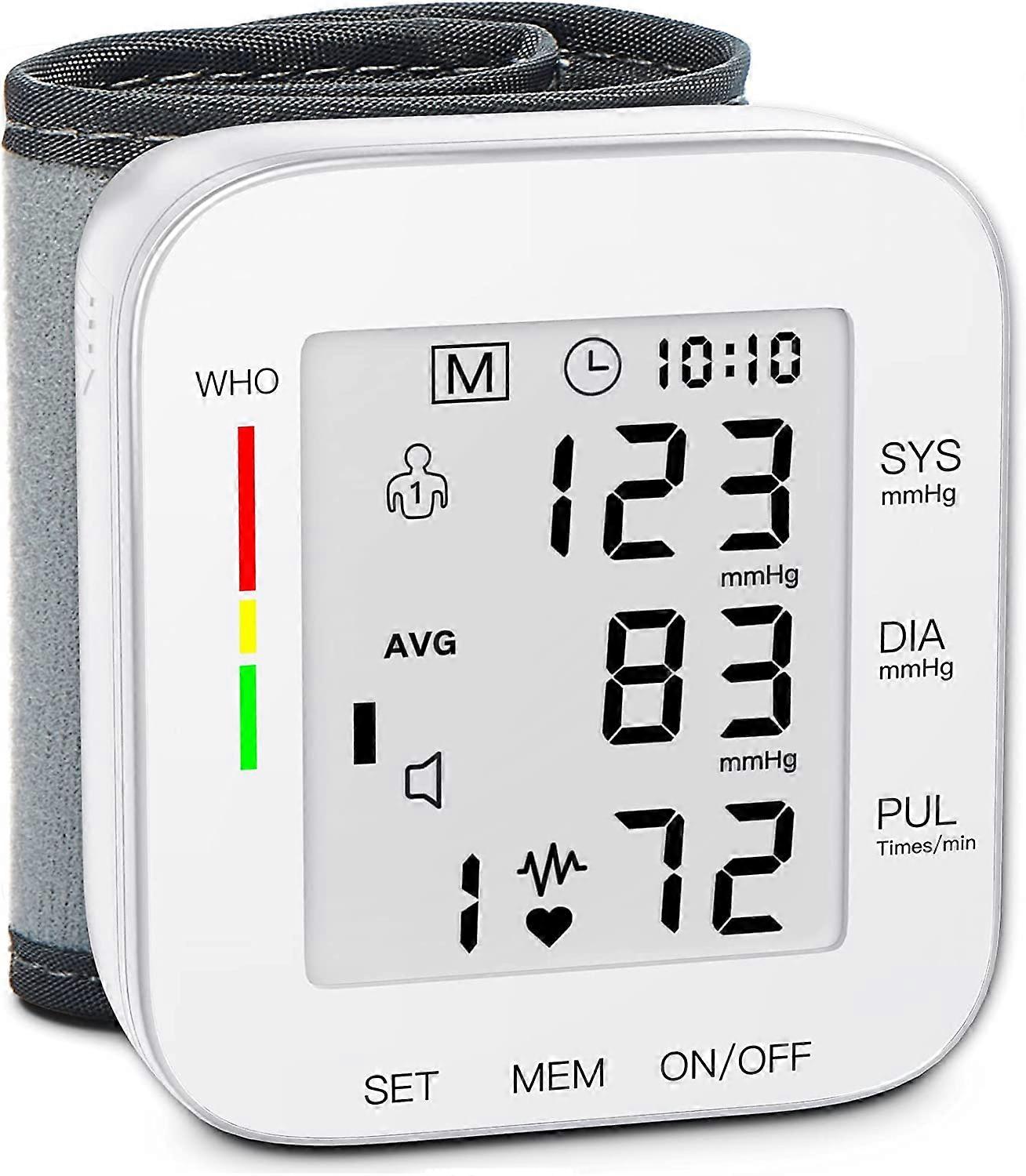 Blood Pressure Monitor Digital Wrist Blood Pressure Machine Automatic Cuff BP Detector 2x99 Readings Memory Large Display Voice with Carrying case