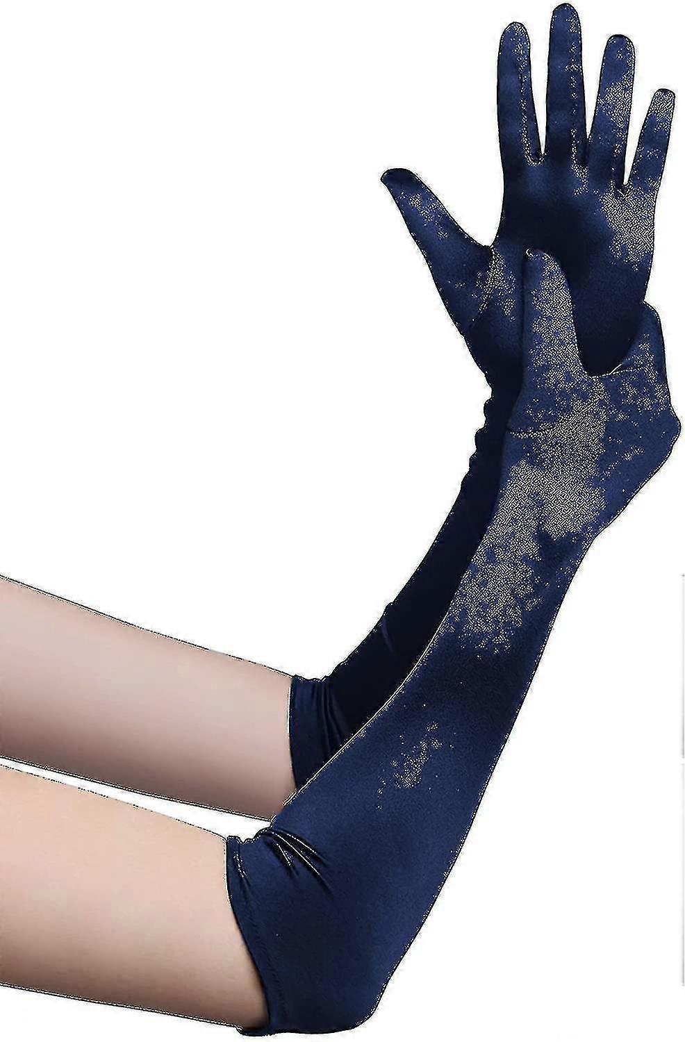 Long Opera Party 20s Satin Gloves Stretchy Adult Size Elbow Length