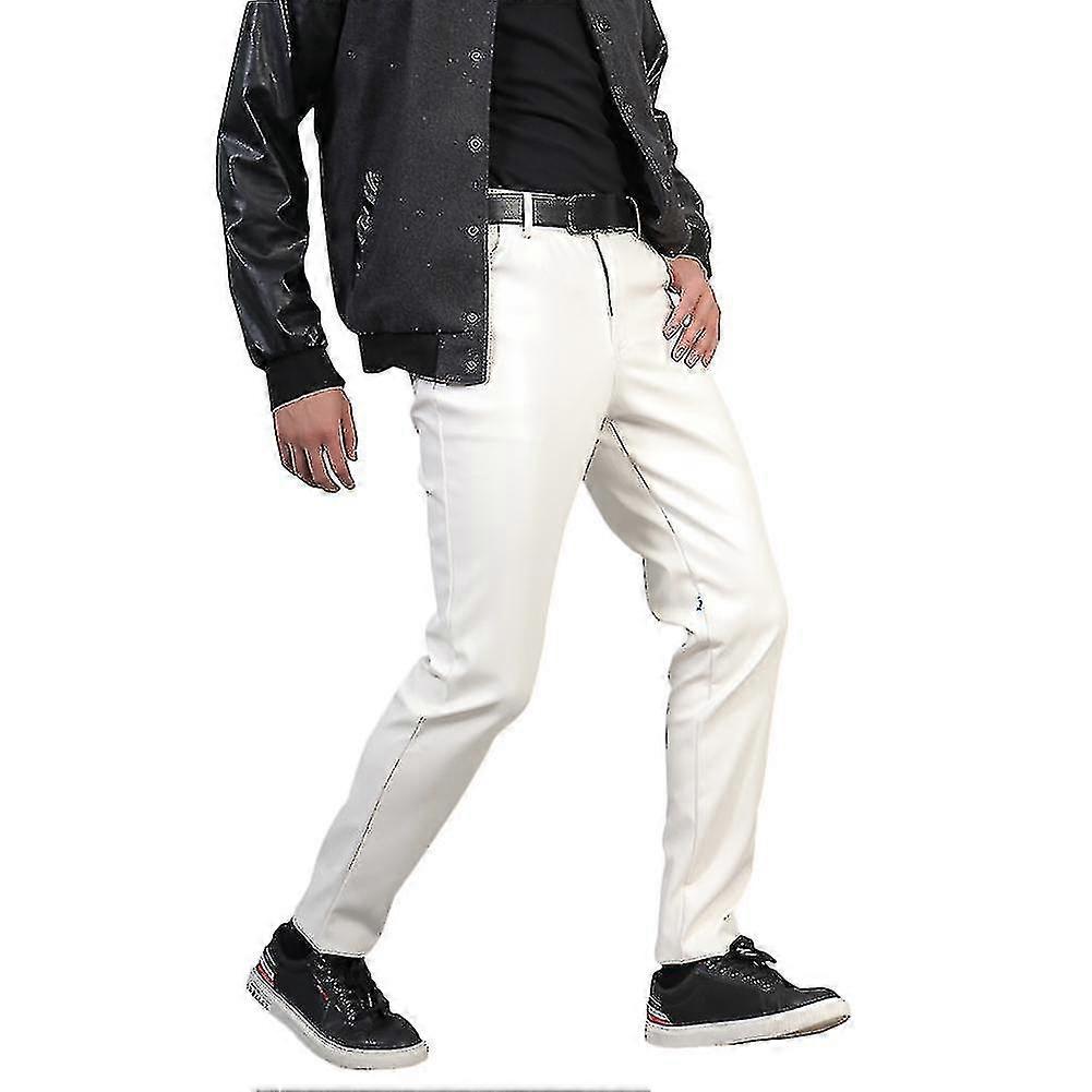 Men"s Stretch Tight Faux Leather Pants