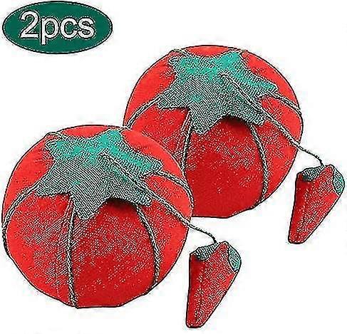 Coussin d’aiguille, 2pcs / ensemble tissu tissu rouge mignon tomate forme de boule d’aiguille coussin d’épingle coussin, 5cm