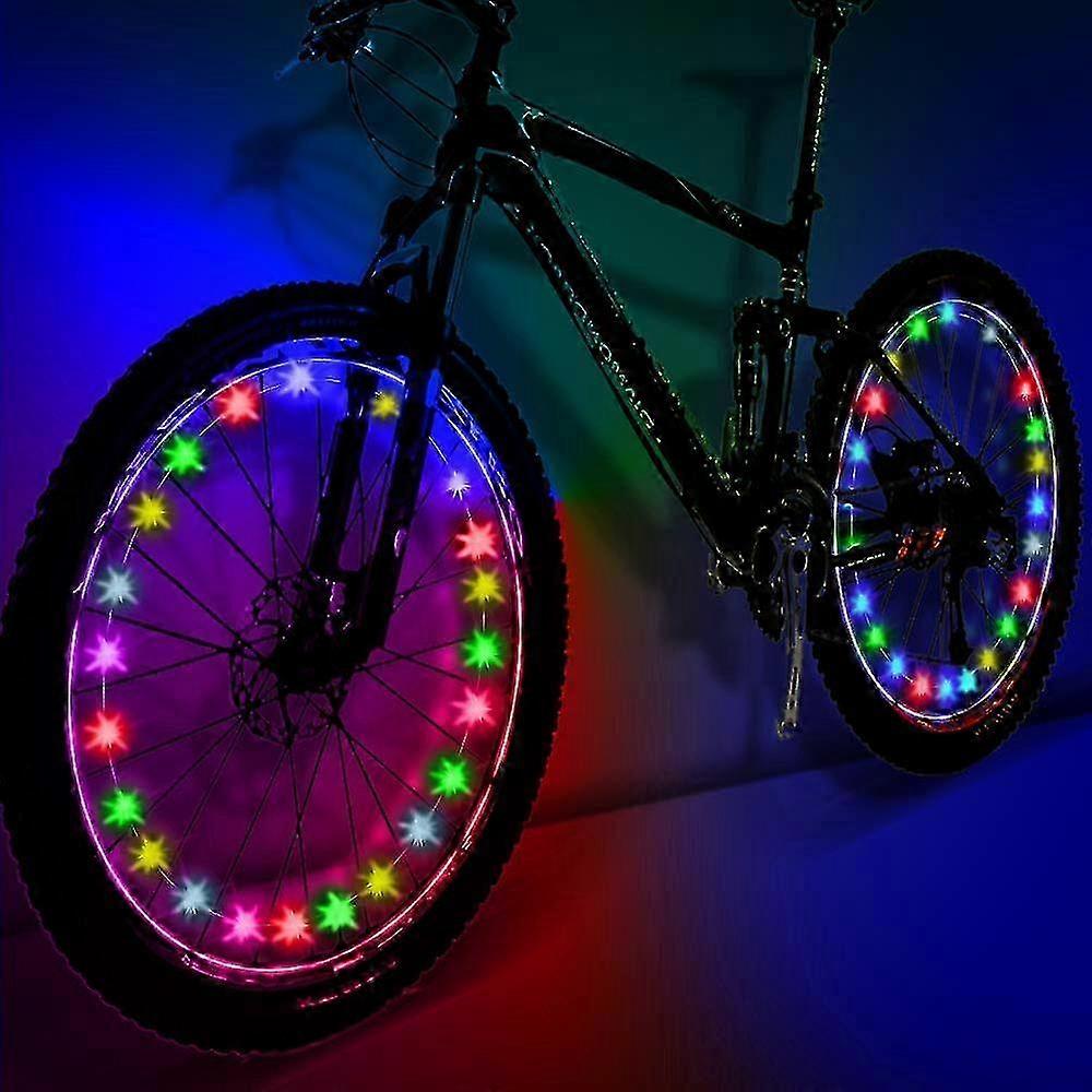 2 Pack Led Lumières de roue de vélo, Feux de roue de vélo avant et arrière