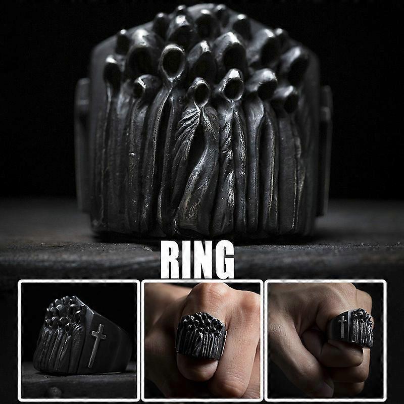 Soul Reaper Ring for Men Dark Style Carving Gods Open Ring with Cross Pattern Adjustable