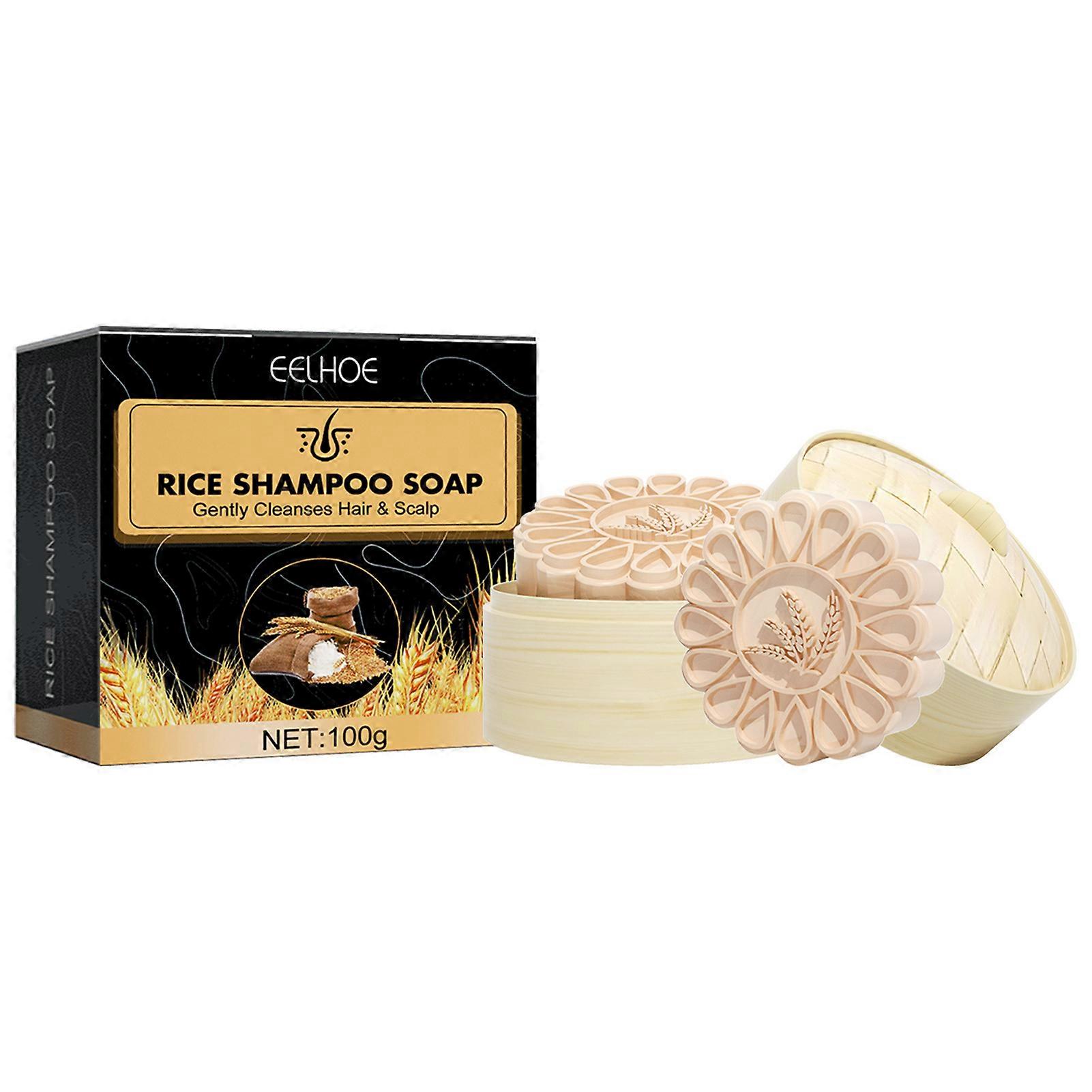 100g Rice Anti-Hair Loss Shampoo Soap Nourishing Hair Root Deep Cleaning Shampoo Soap for All Kinds of Hair