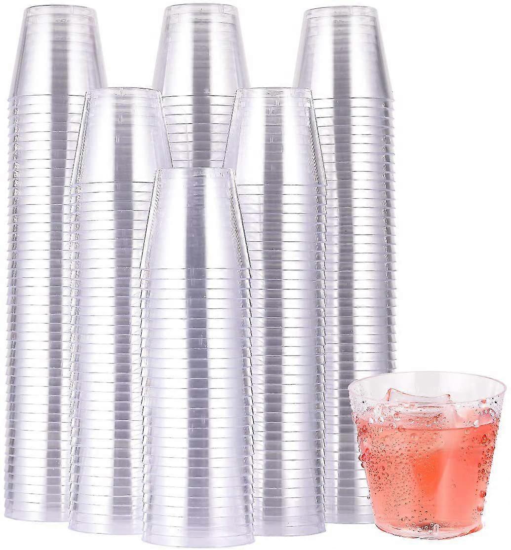 9 أوقية من البلاستيك الصلب أكواب قديمة الطراز 100 عبوة - خالية من مادة BPA وقابلة لإعادة التدوير - أكواب كوكتيلات مقاومة للكسر - أكواب يمكن التخلص منها وقابلة لإعادة الاستخدام للشمبانيا ،