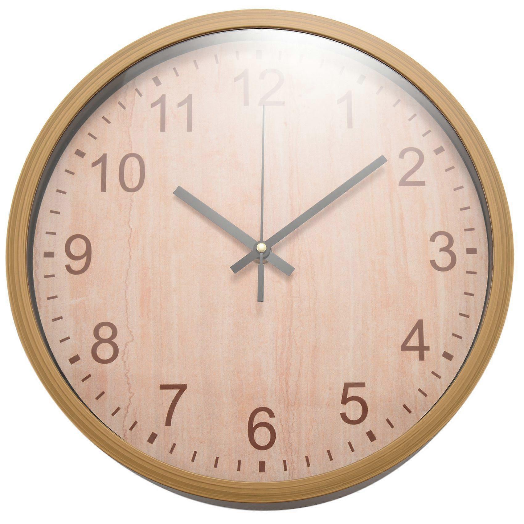 Modern Non Ticking Wall Clock,Silent Round Quartz Wood Grain Wall Clocks,for Living Room Office,12