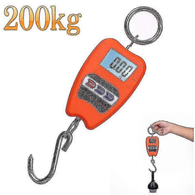 Professional Industrial Digital Scale, Dynamometer Hook Spring, 200 Kg, Orange