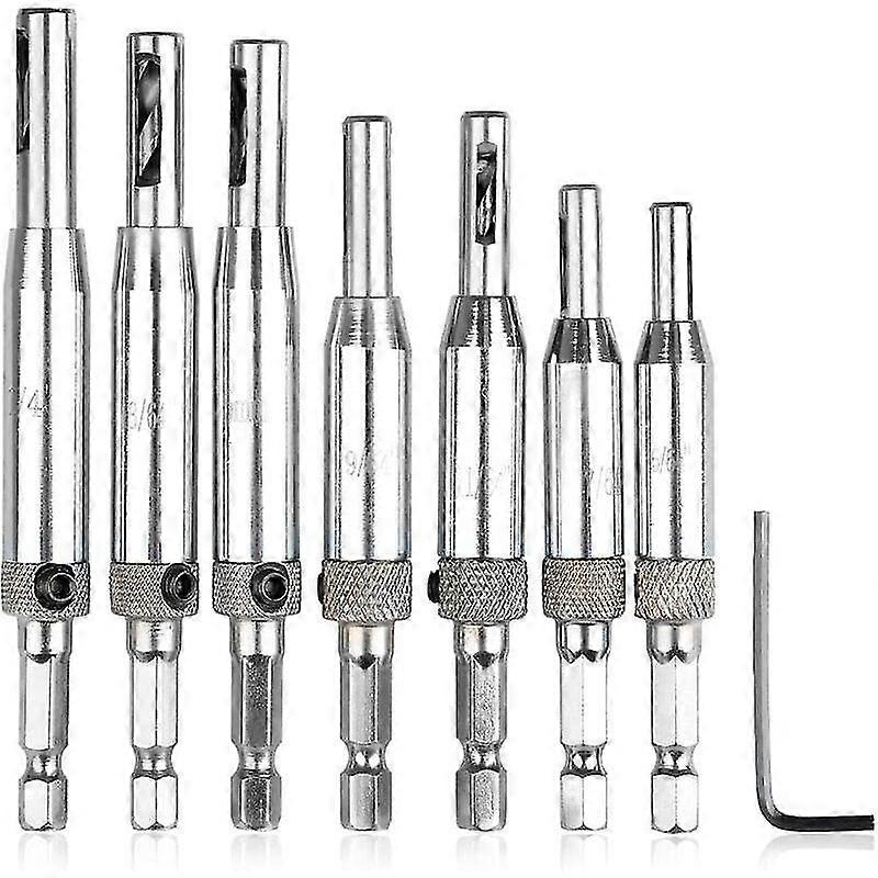 8pcs Iave Self-centering Hinge Drill Bits7pcs Iave Center Drill Bits + 1 Hex Wrench