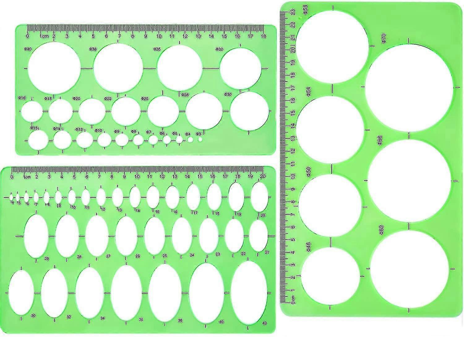 3 Piece Set Of Round Oval Plastic Drawing Template Drawing Ruler For Office And School Building Drawing Template