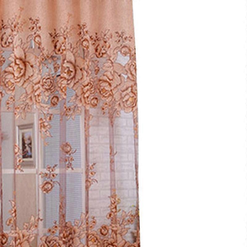 1Pc Flower Jacquard Tulle Window Curtain Drape Bedroom Balcony Living Room Decor
