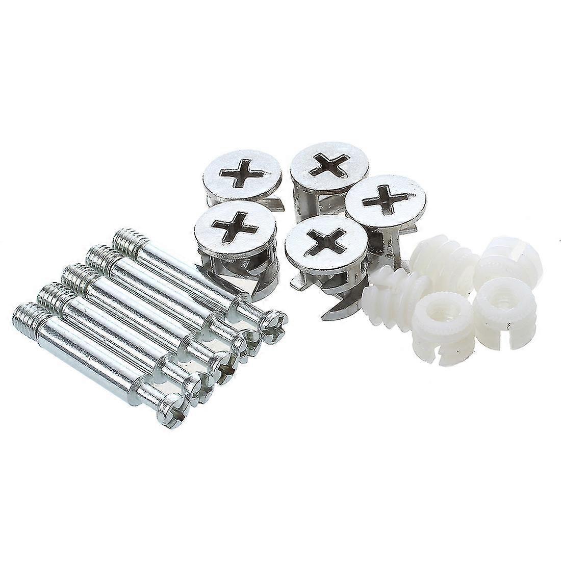 Furniture Cam Fitting with Dowel and Pre-Inserted Nut (Set of 5)