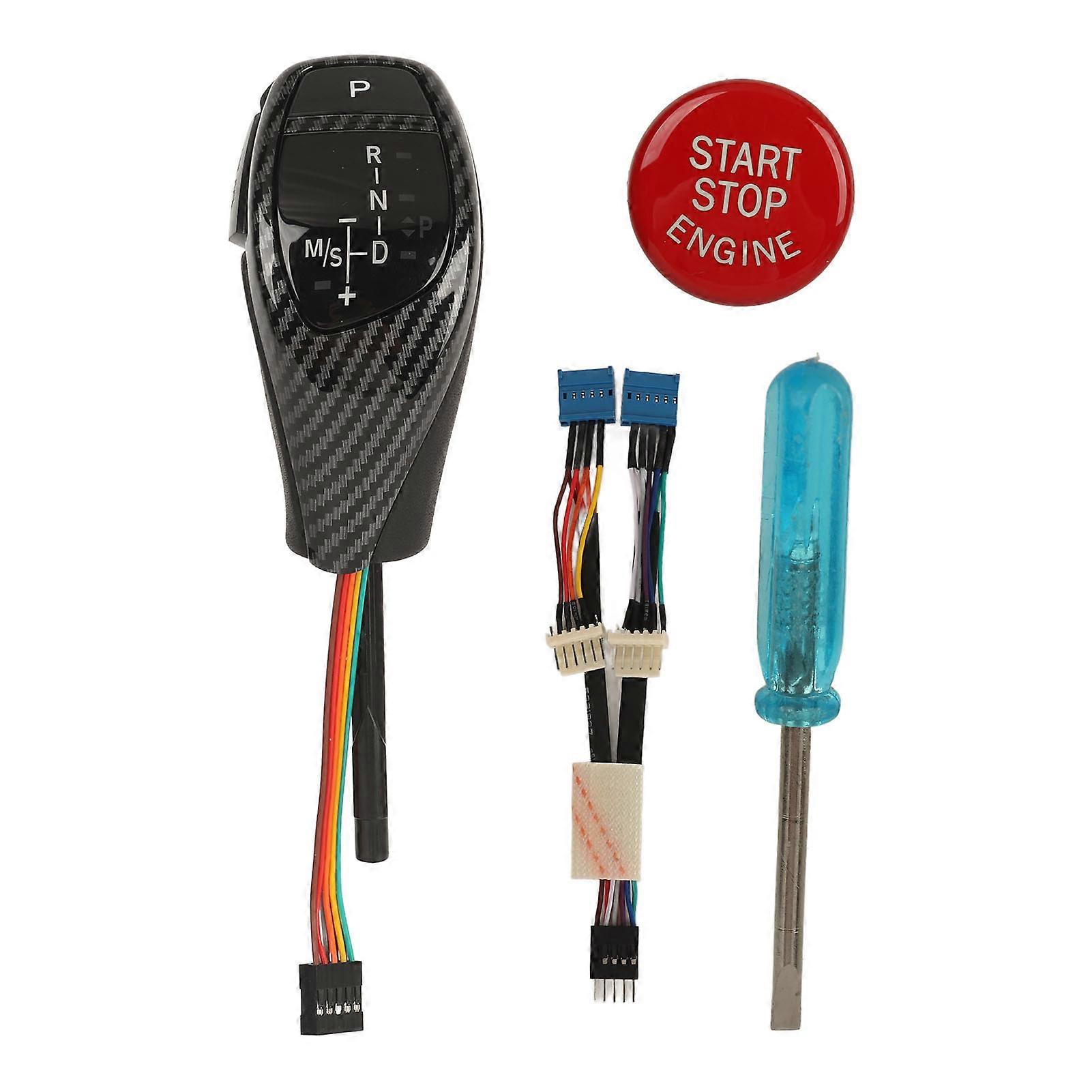 Kit de mise à niveau de la tête de levier de levier de vitesses de type pouce à LED avec bouton de démarrage en un clic pour X3 E83 2004 à 2010 Style en fibre de carbone