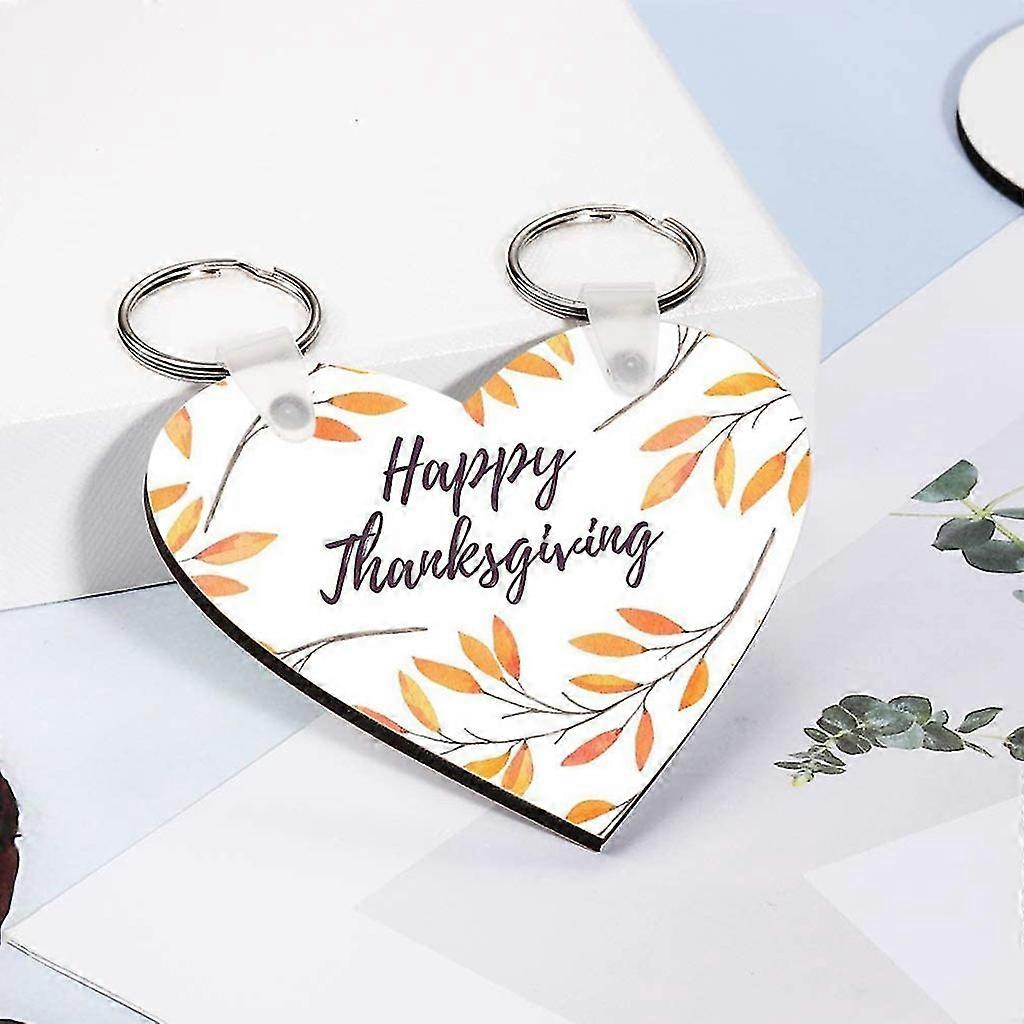 10 Sets Sublimation Heart Shaped Blanks Mdf Board Thermal Transfer Keychain Ring