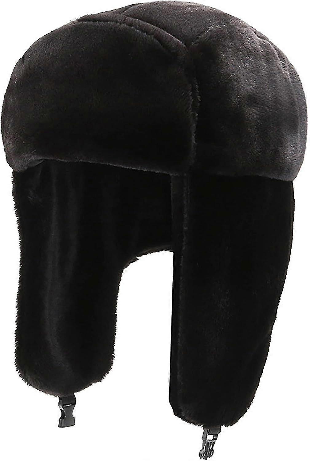 Faux Fur Trapper Hat - Warm Aviator Ushanka Bomber Hat With Earflaps