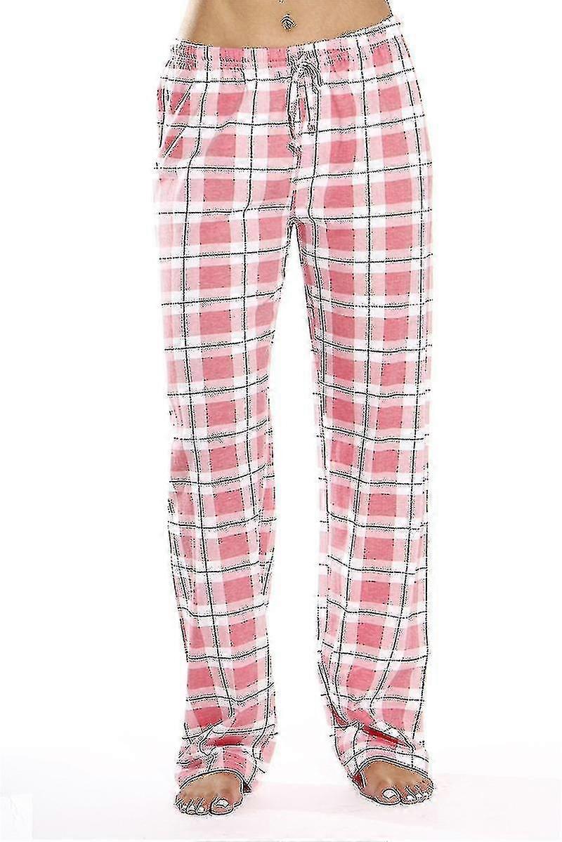 Damen Pyjamahose mit Taschen, Damen Soft Flanell Check Pyjamahose