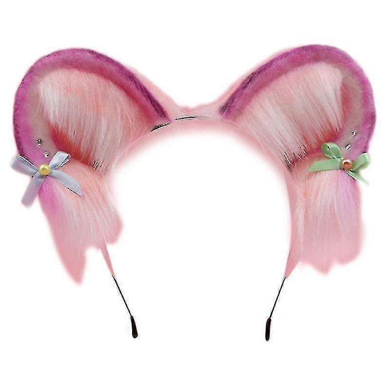 Plush Animal Ears Headband Bows Cat Ears Headband Stage Performance Headpiece