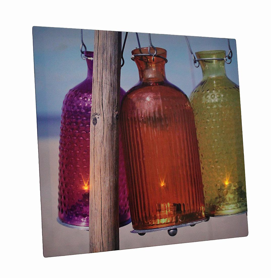 Beach Lanterns 15 X 15 LED Lighted Canvas Wall Hanging