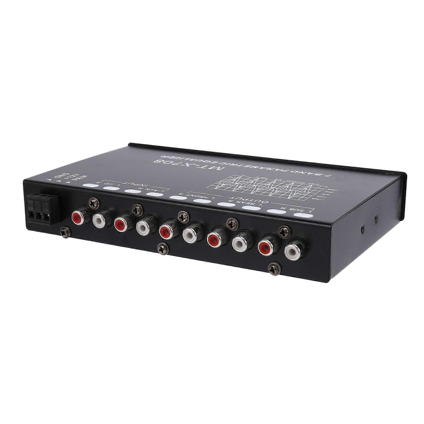 7-Band-Car-Audio-Equalizer, einstellbarer 7-Band-EQ-Autoverstärker Grafik-Equalizer mit CD/AUX-Eingang