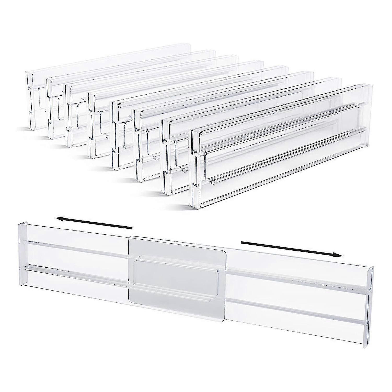Drawer Dividers 8 Pack, Adjustable Drawer Organizer, Clear Plastic