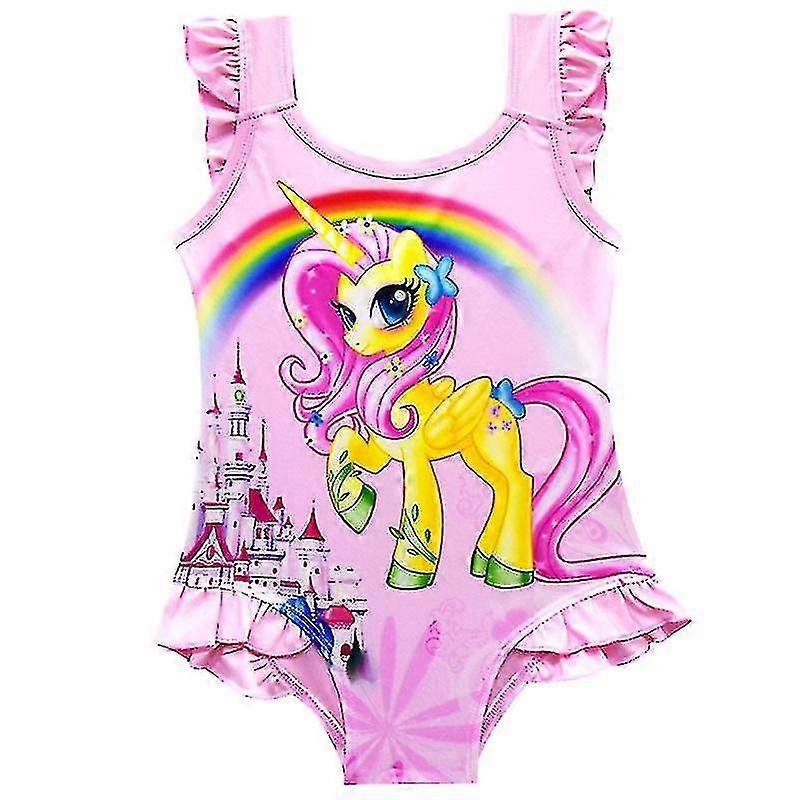 Barn flickor enhörning ruffle ett stycke monokini badkläder baddräkt bikini baddräkt baddräkt strandkläder 3-10 år
