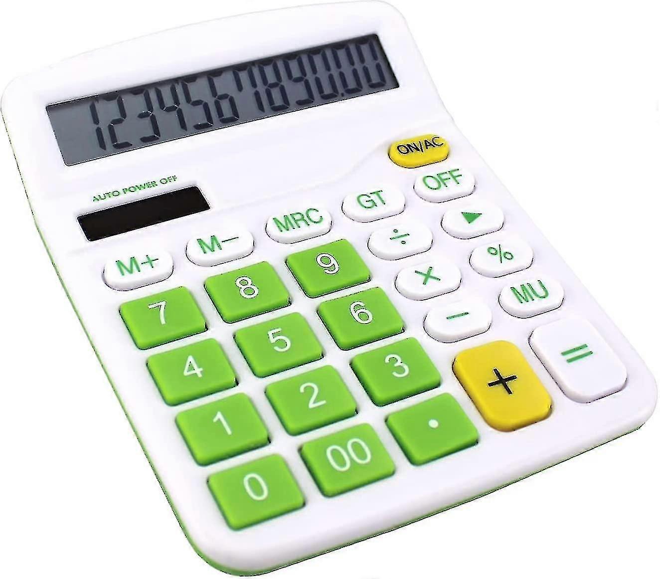 Desk Calculator, 12-digit Battery Office Calculators With Large Lcd Display Big Sensitive Button, Desktop Calculators (green) (1pc)