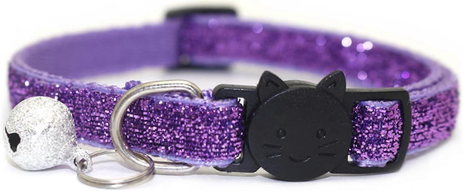Cat Sequin Collar Comfortable Adjustable Outdoor Outdoor Purple