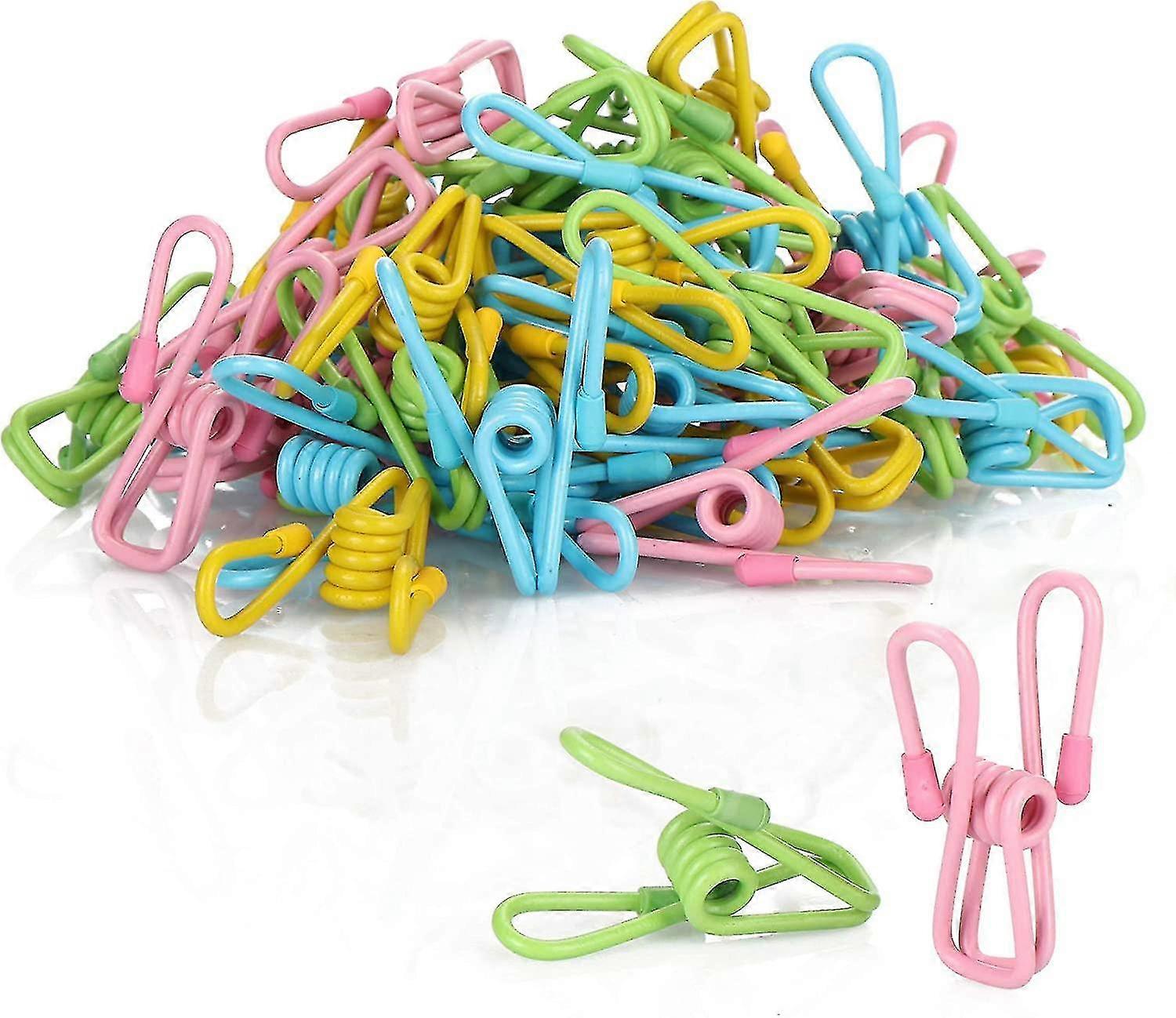 50x pinces à linge en métal - Pinces à serviettes durables et colorées - Pinces de serviettes de plage (clips colorés - 050 pièces)