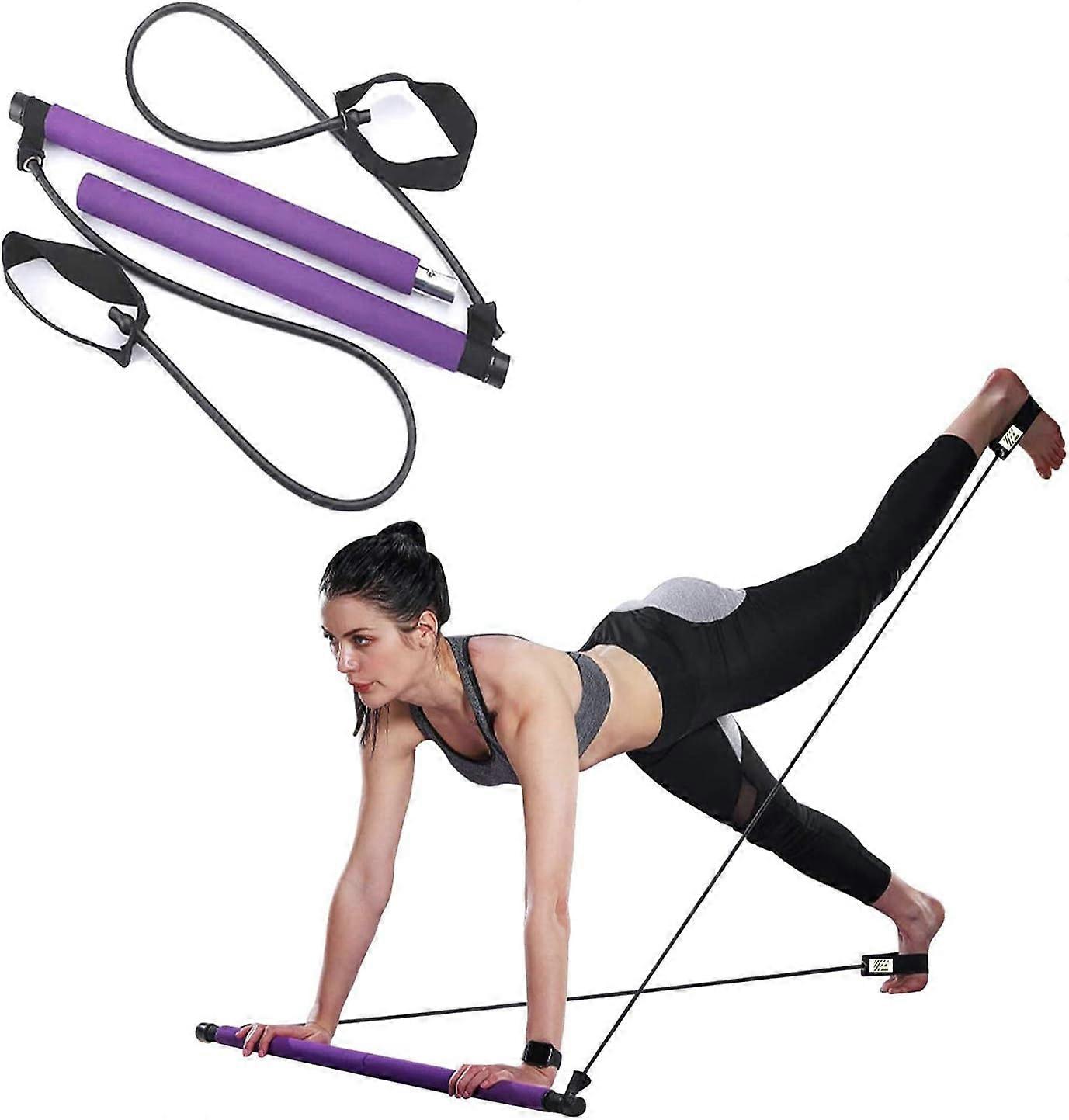 Yoga Pilates Bar με Λάστιχα Αντίστασης | Φορητό κιτ ραβδιών άσκησης τόνωσης μυών