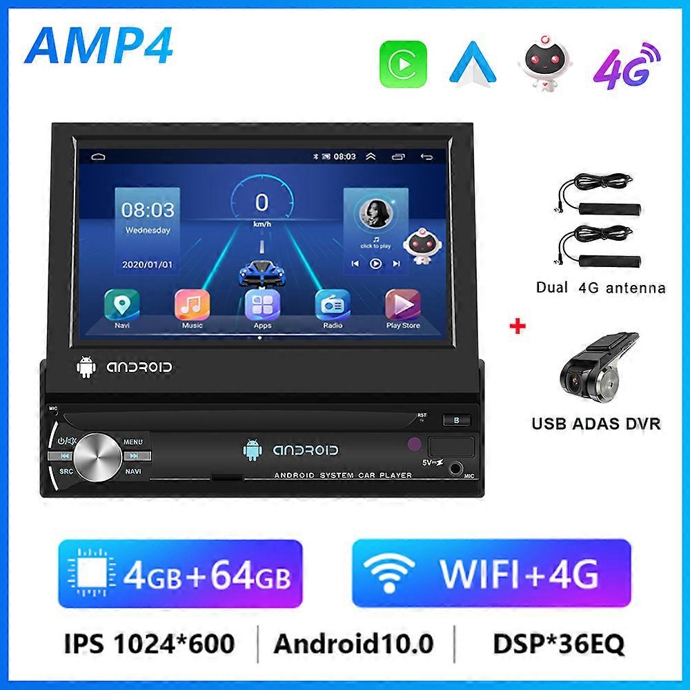 AMPrime Android 1 din Car Radio 7'' HD Retractable Touch Screen Multimedia Video Player Audio Stereo GPS Navigation NO DVD
